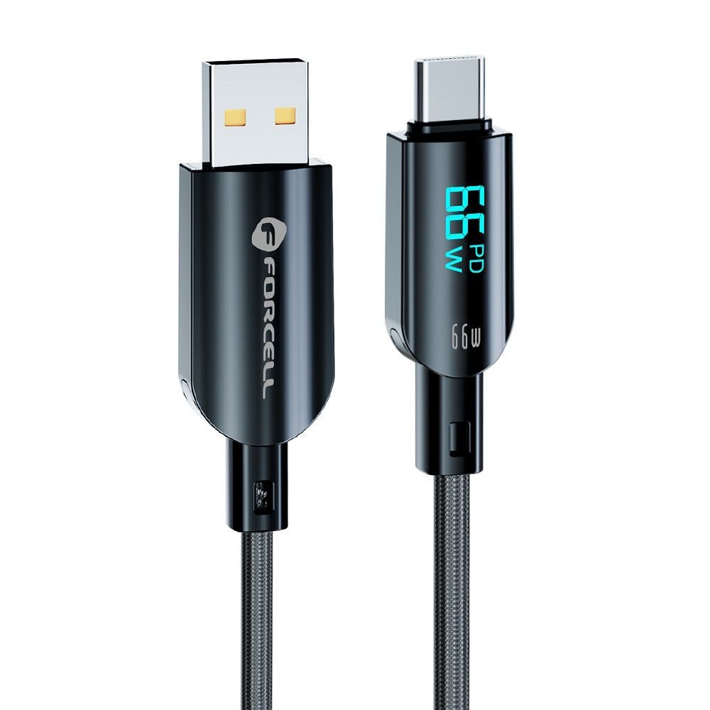 FORCELL F-ENERGY C272 cable USB A to Type C QC4.0 3A 66W Digital 1,2 m black - Image 2