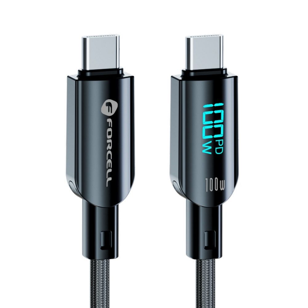 FORCELL F-ENERGY C277 cable Type C to Type C QC4.0 PD 5A 100W Digital 1,2 m black - Image 2