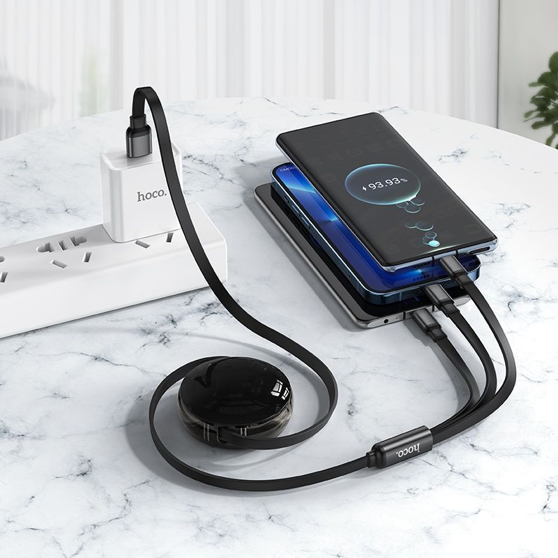 Cable 3in1 USB A to Lightnig / Micro USB / USB C Hoco 2A 1 m X78 black - Image 2