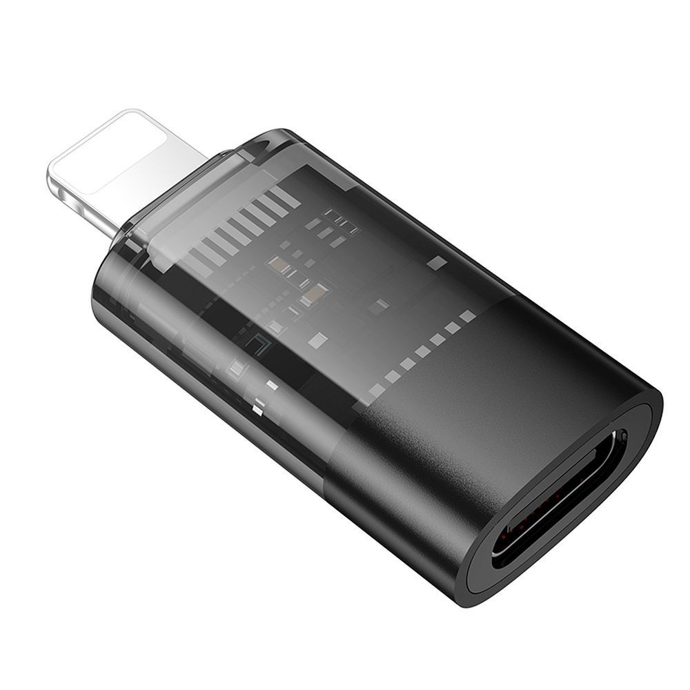 Adapter OTG Lightning to USB C Hoco UA36A transparent black - Image 1