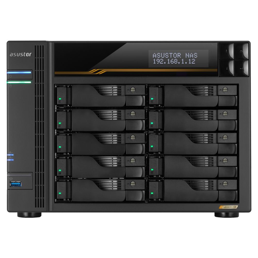 ASUSTOR NAS LOCKERSTOR 10 Gen3 AS6810T 10-BAY 3,5''/4x M.2 NVMe slots/AMD Ryzen Quad-Core/16GB DDR5/2x 10 GbE, 2x5GbE Port - Image 1