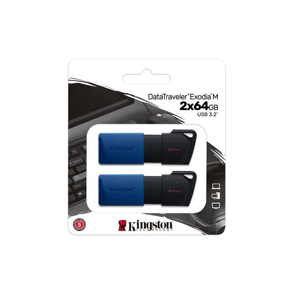 Kingston USB 3.2 Stick DataTraveler Exodia M black/blue 64GB 2er Pack 3.2 Gen 1; Zwei Stück - Image 6