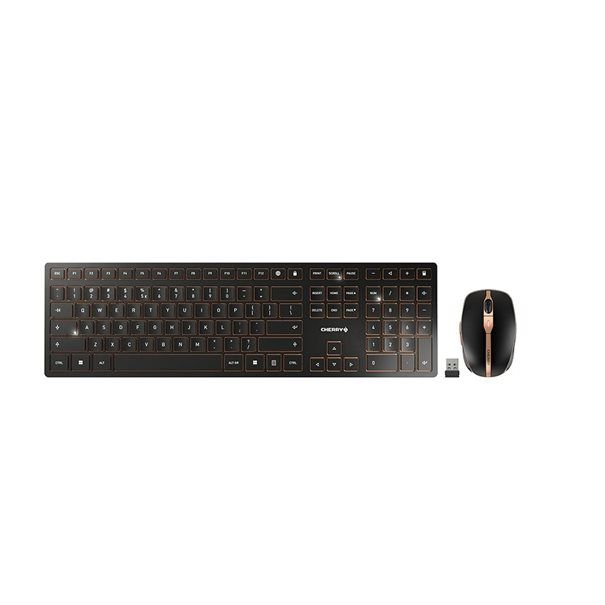 CHERRY Desktop DW 9100 SLIM [US/EU] WL AES black/copper BT Lithium Akku - wochenlange Nutzung ohne Aufladung - Image 1
