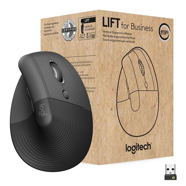 Logitech Mouse LIFT (RIGHT) WL Vertical Ergonomic for Busi. graphite BT für Rechtshänder, 6 Tasten - Image 1