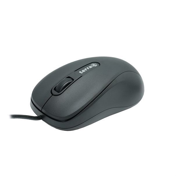 TERRA Mouse 1500 Corded USB black 3-toetsen, symmetrisch, met kabel, 1,80m - Image 1