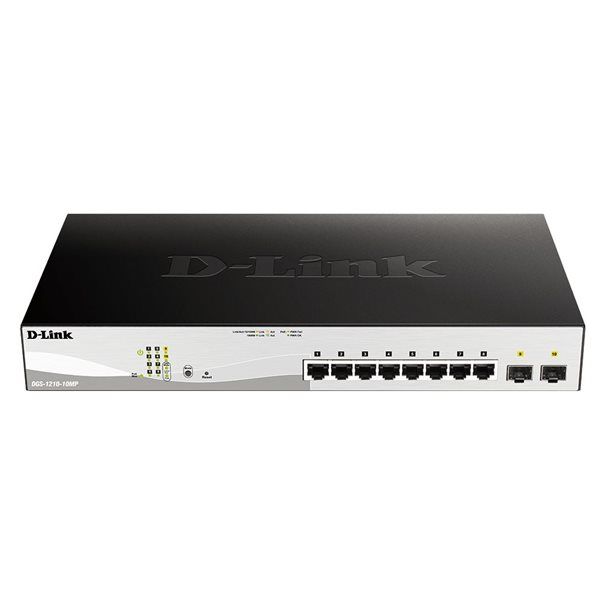D-Link Switch DGS-1210-10MP/E 8xGBit/2xSFP 19" Managed PoE (130W) - Image 1