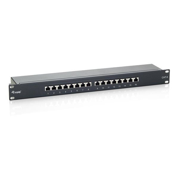 Equip Patchpanel CAT6 16 Port black 19" (1HE) - Image 1