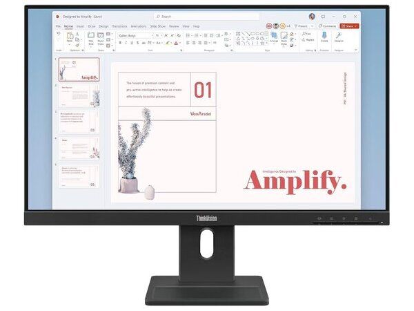 LENOVO Monitor ThinkVision E24-40 23.8'' IPS FHD, Slim Bezel, HDMΙ, Display Port, VGA, Height adjustable, Speakers, 3YearsW - Image 1