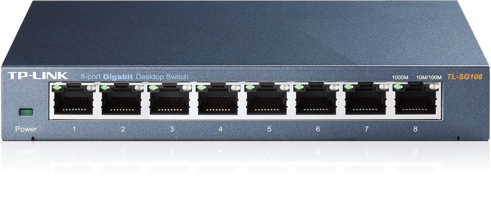 TP-LINK Switch TL-SG108, 8 port, 10/100/1000 Mbps, Steel Case - Image 1