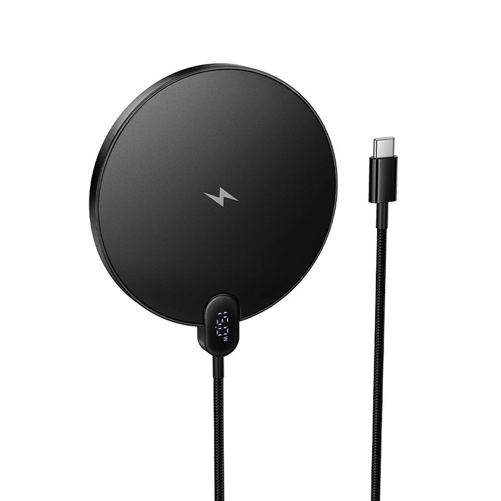 Wireless charger Hoco 15W with cable USB C and digital display CW62 black - Image 1