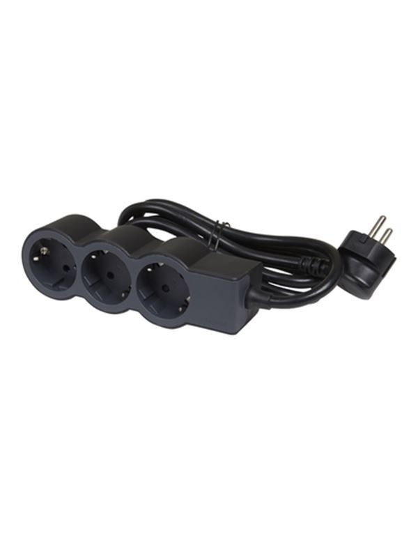 Legrand SurgeArrest 3 Outlets 1.5m Cable  Black/Grey - Image 1