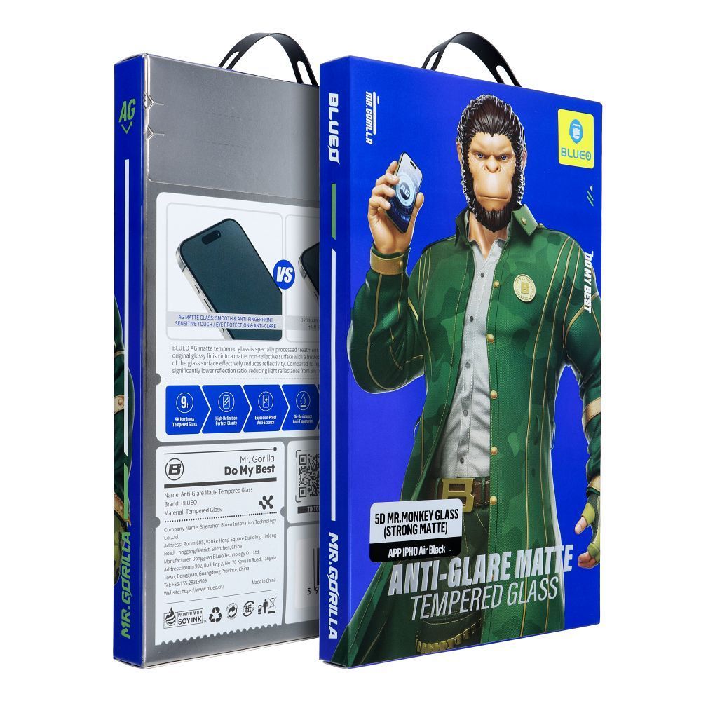 5D Mr. Monkey Glass - Apple iPhone 17 Air black (Strong Matte) - Image 1
