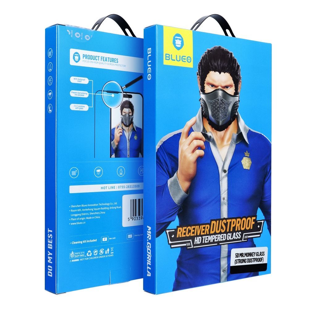 5D Mr. Monkey Glass - Apple iPhone 16 Pro Max black (Strong Dustproof) - Image 1