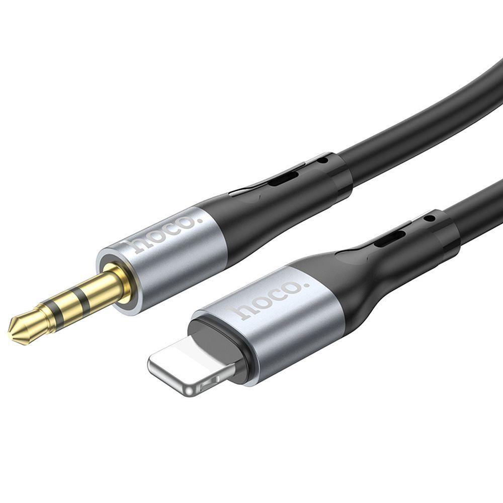 Cable AUX Jack 3,5 mm to Lightning Hoco 1 m UPA22 black - Image 2