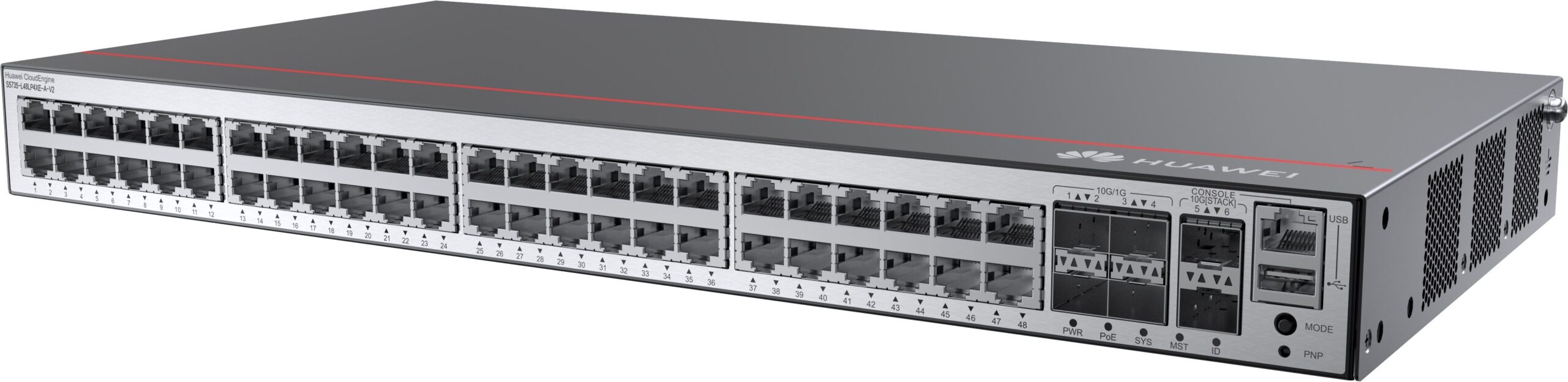 HUAWEI S5735-L48LP4XE-A-V2 (48*10/100/1000BASE-T ports, 4*10GE SFP+ ports, 2*12GE stack ports, PoE+, AC power) - Image 2