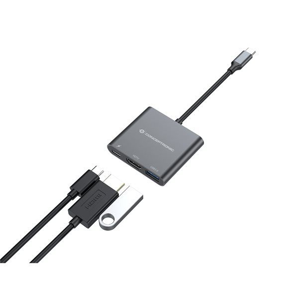 Adapter USB-C =>HDMI, USB 3.0, USB-C PD (St/Bu) 15cm - Image 5