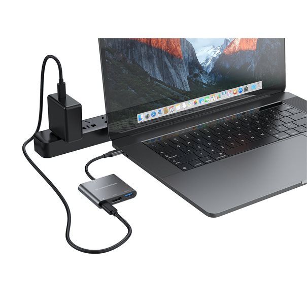 Adapter USB-C =>HDMI, USB 3.0, USB-C PD (St/Bu) 15cm - Image 7