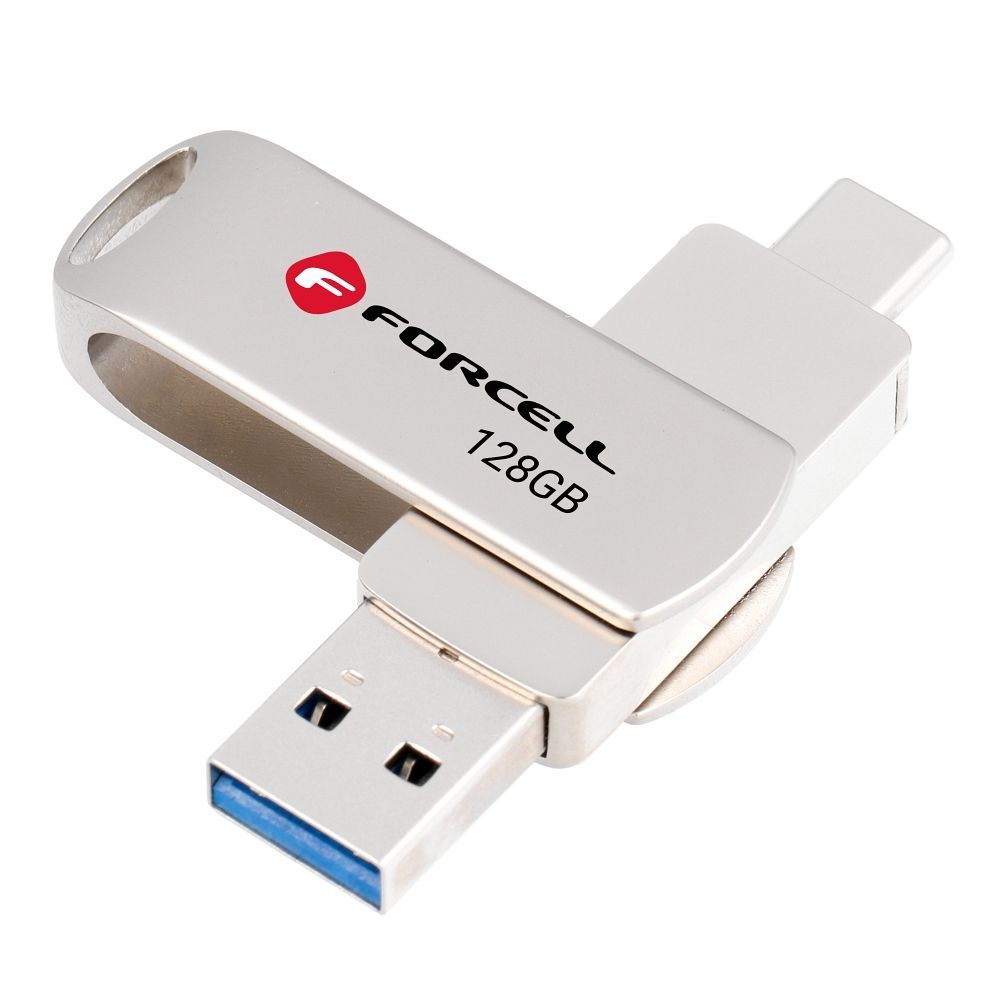 FORCELL F-DATA pendrive Metal Duo 128GB USB3.2 Gen 1 (USB A / Type C) silver - Image 2