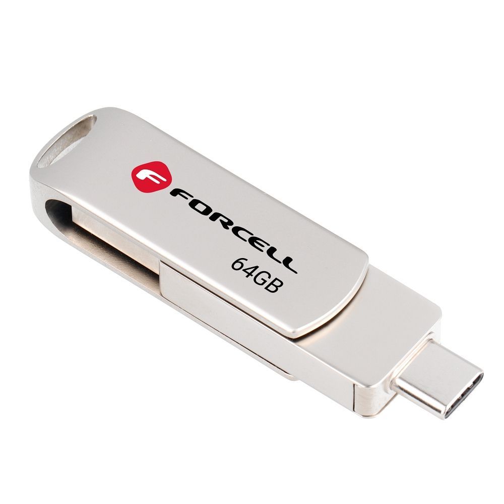 FORCELL F-DATA pendrive Metal Duo 64GB USB3.2 Gen 1 (USB A / Type C) silver - Image 2