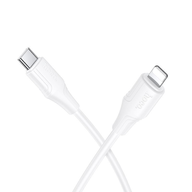 Silicone Cable USB C to Lightning Hoco 27W 1 m X124 white Silicone Cable USB A to Lightning Hoco 27W 1 m X124 white - Image 1