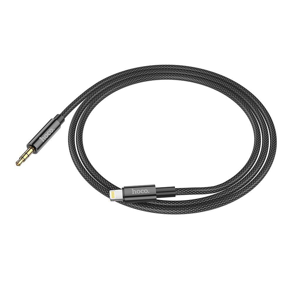 Cable AUX Jack 3,5 mm to Lightning Hoco 1 m UPA19 black - Image 2
