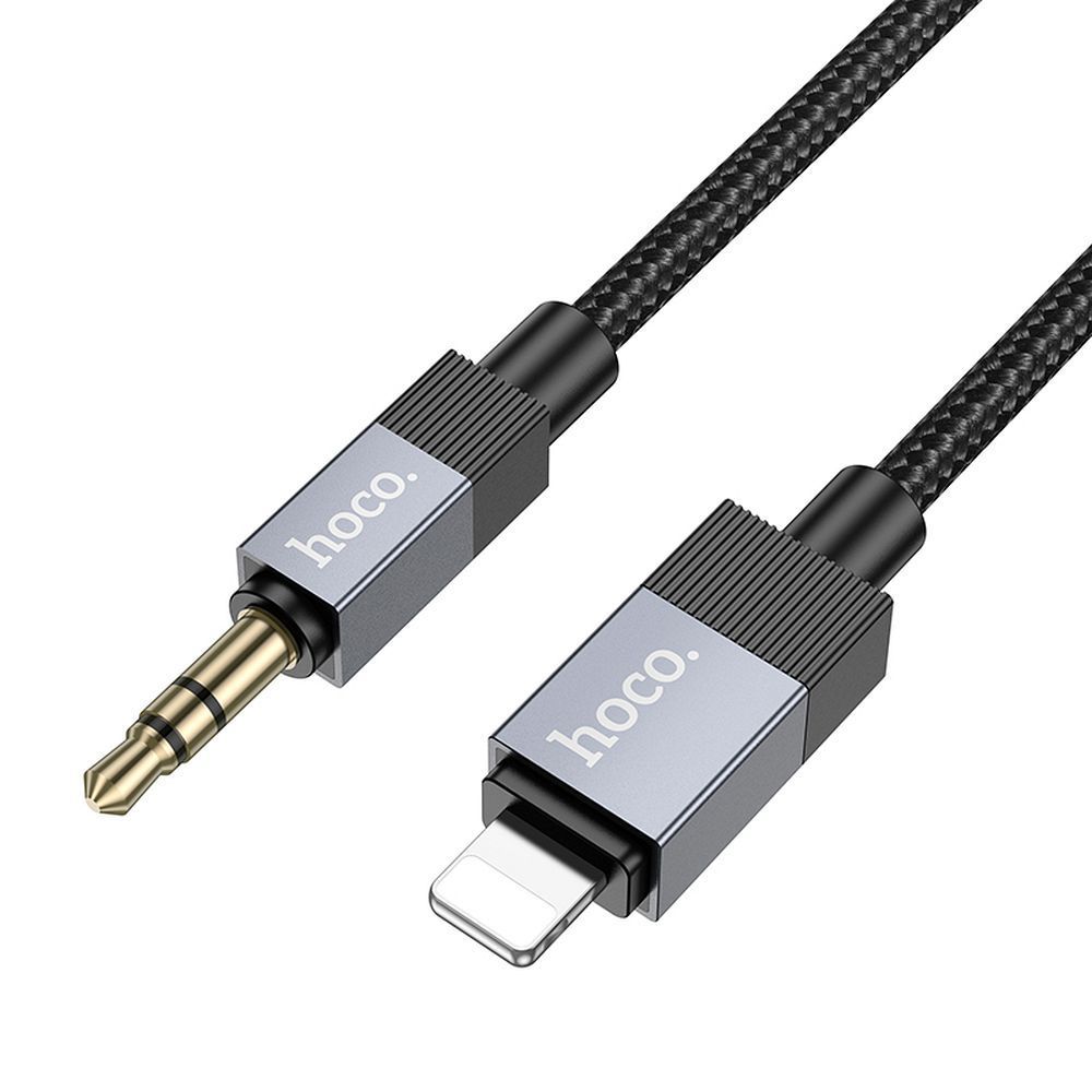 Cable AUX Jack 3,5 mm (male) to Lightning (male) Hoco 1 m UPA32A black - Image 1