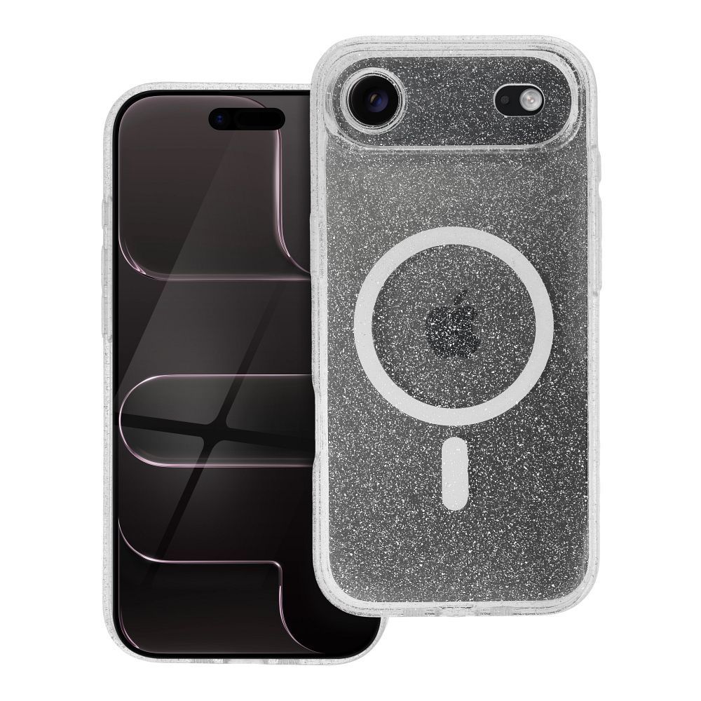CLEAR MAG COVER case with camera protection compatible with MagSafe for IPHONE 17 Air transparent glitter - Image 1