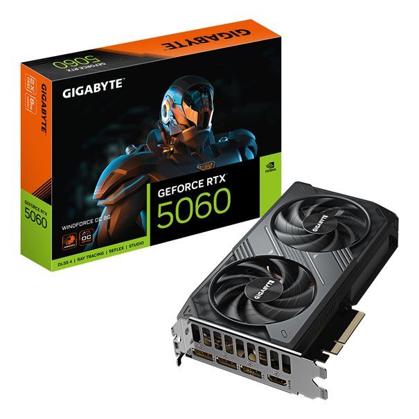GIGA VGA 8GB RTX5060 WINDFORCE-2-OC 8GD 3xDP/HDMI GeForce RTX 5060 WINDFORCE OC 8G - Image 1