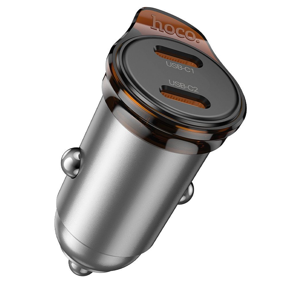 Car charger Hoco 2 x USB C PD QC3.0 45W NZ16B metal gray - Image 2