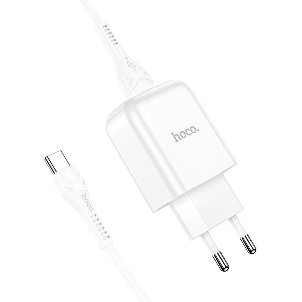 Phone charger Hoco USB A 2A 10W + cable USB A to USB C N2 white Phone charger Hoco USB A 2A 10W + cable USB A to USB C N2 white - Image 1