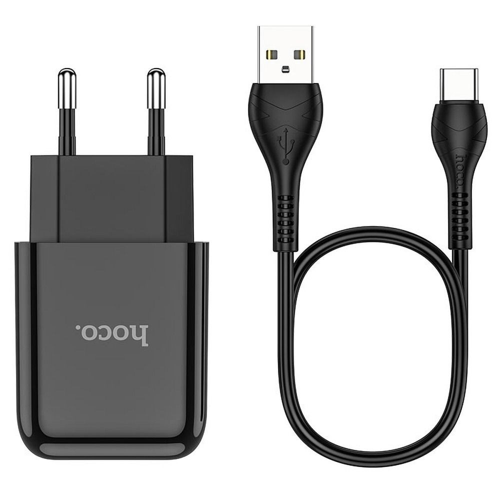 Phone charger Hoco USB A 2A 10W + cable USB A to USB C N2 black - Image 2