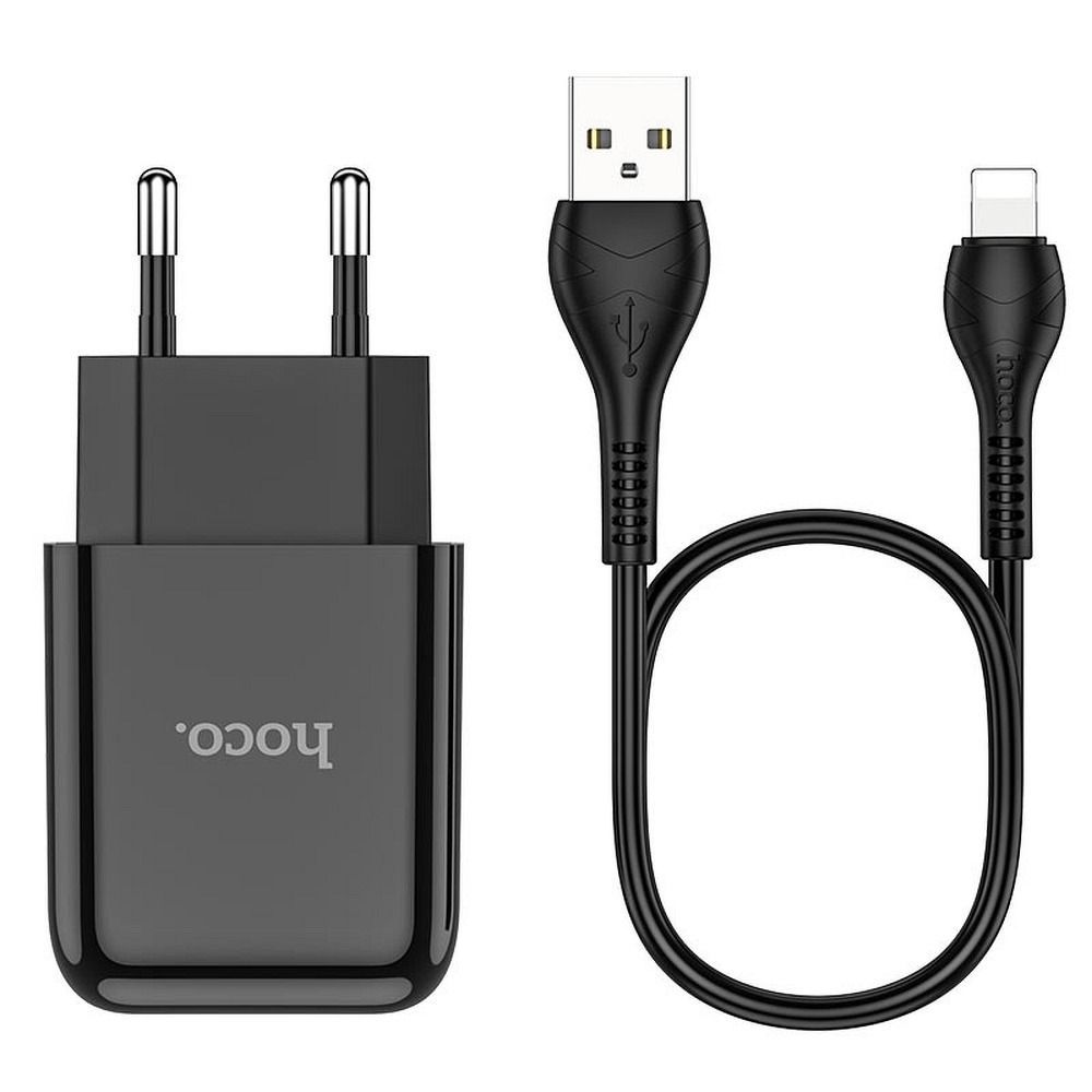 Phone charger Hoco USB A 2A 10W + cable USB A to Lightning N2 black - Image 2