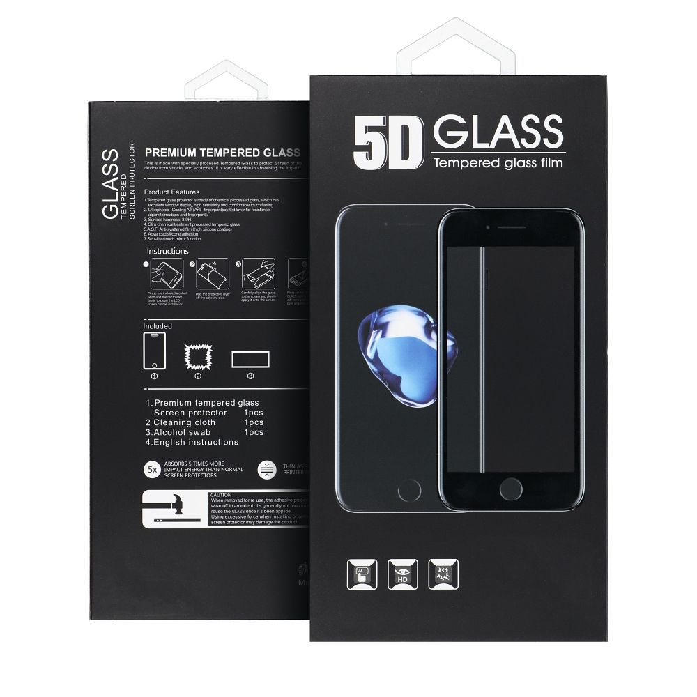 5D Full Glue Tempered Glass - for Motorola Edge 60 black - Image 2