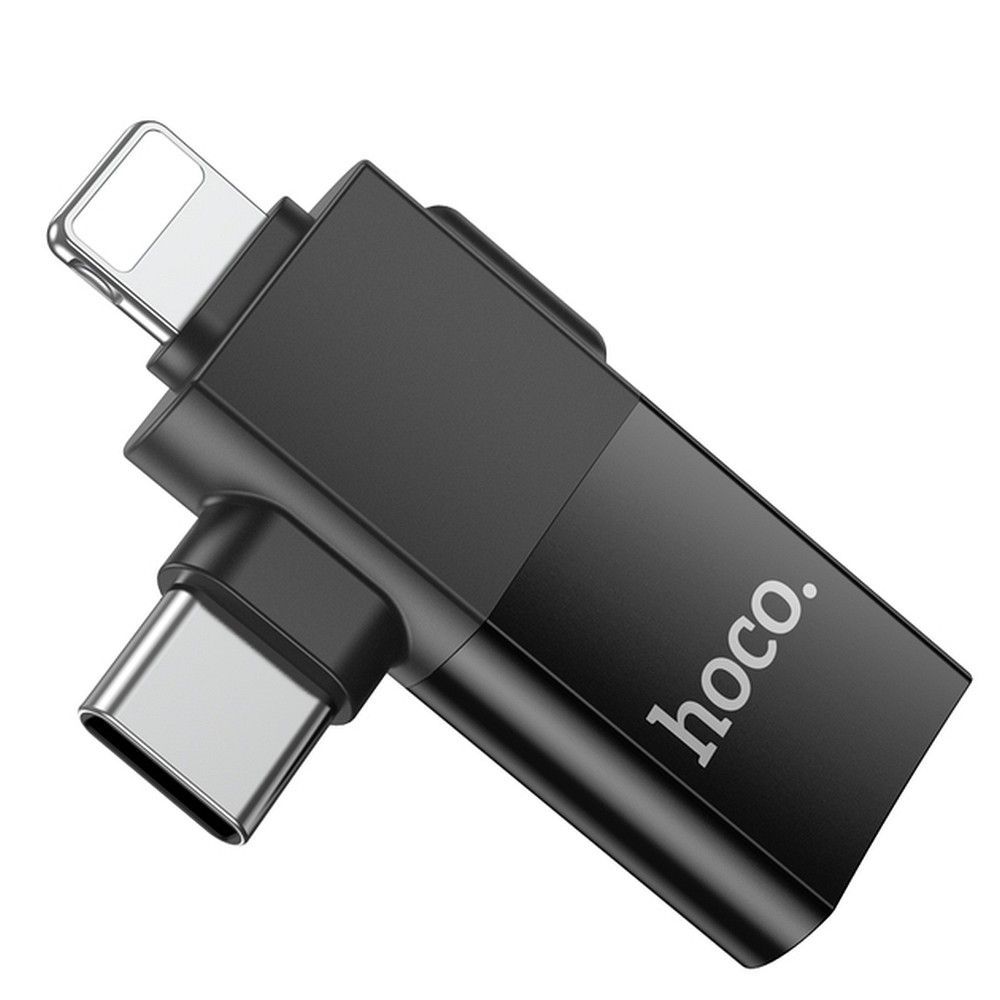 Adapter OTG 2in1 USB C / Lightning to USB A Hoco UA17 black - Image 2