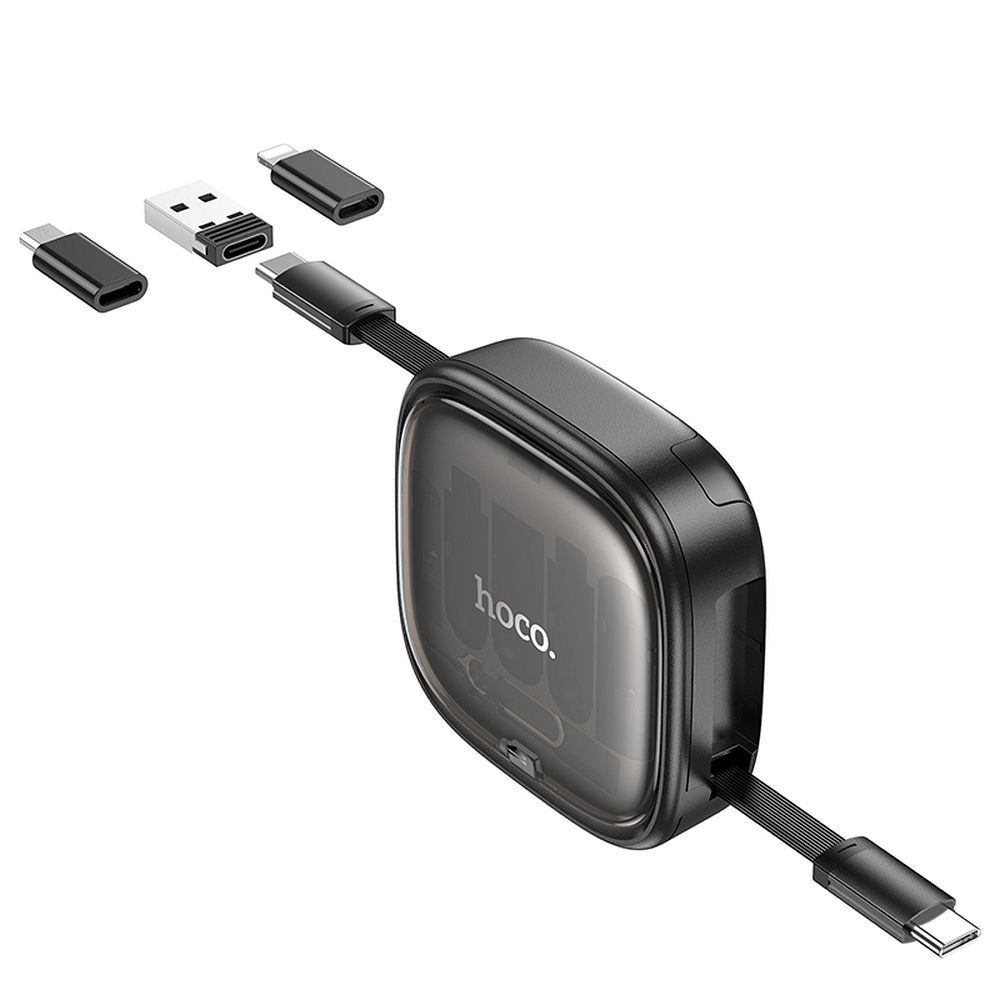 Cable All-in-one retractable charging set Hoco PD 3A 60W 0,95 m U140 black - Image 2