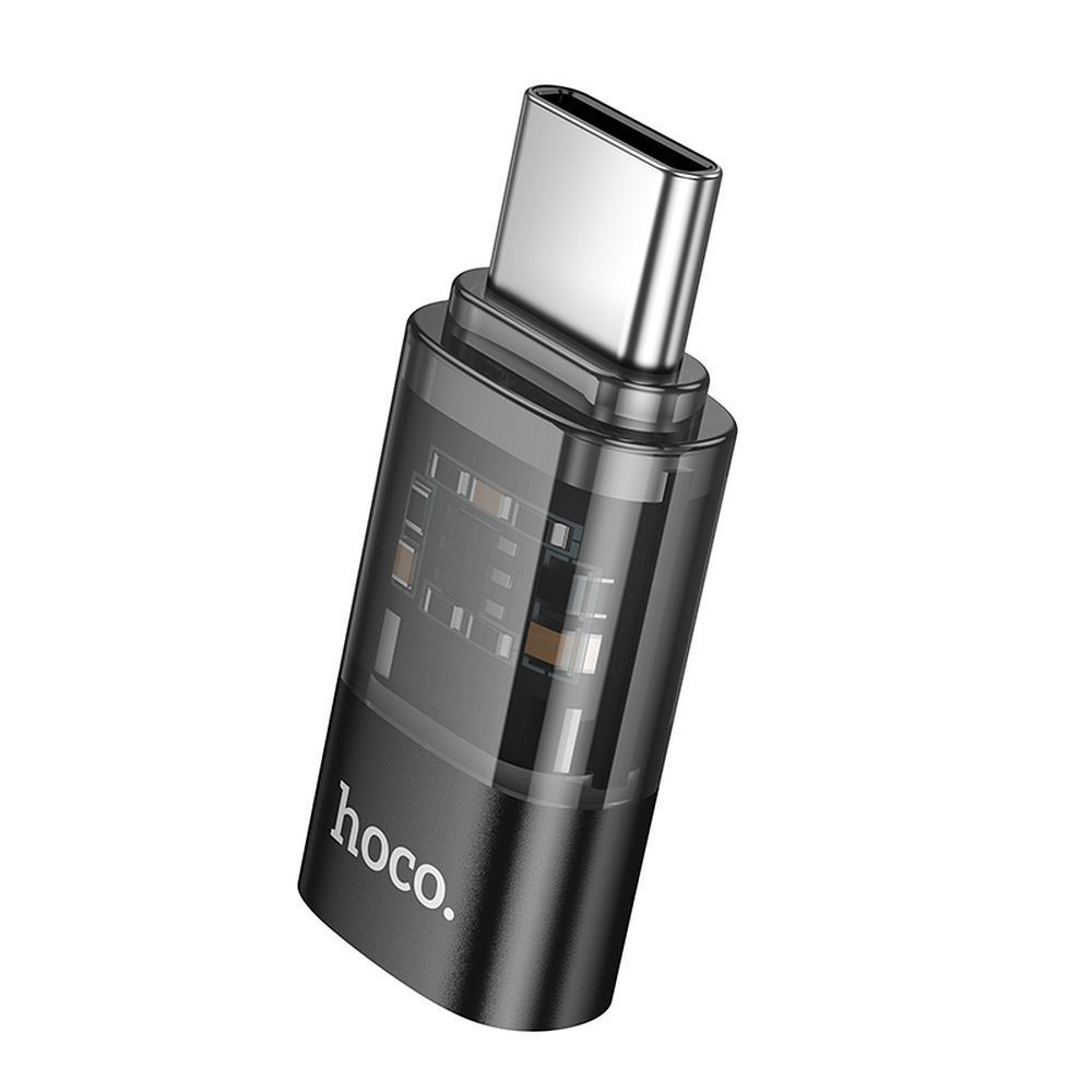 Adapter USB C to Lightning Hoco UA36D transparent black - Image 1