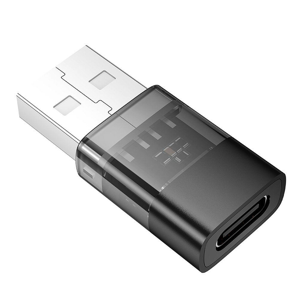 Adapter USB A to USB C Hoco UA36C transparent black - Image 2