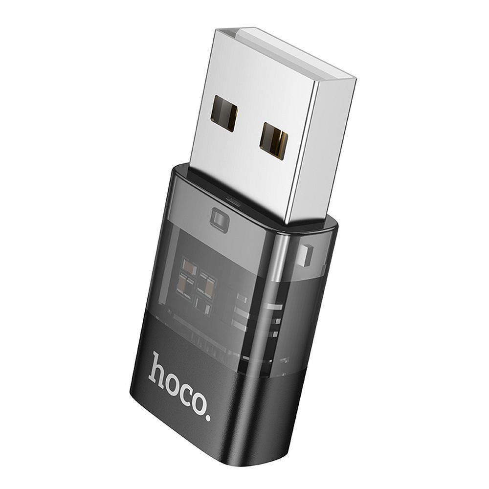 Adapter USB A to USB C Hoco UA36C transparent black - Image 1