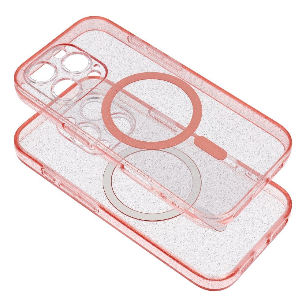 CLEAR MAG COVER case with camera protection compatible with MagSafe for IPHONE 16 Pro Max pink glitter - Image 2