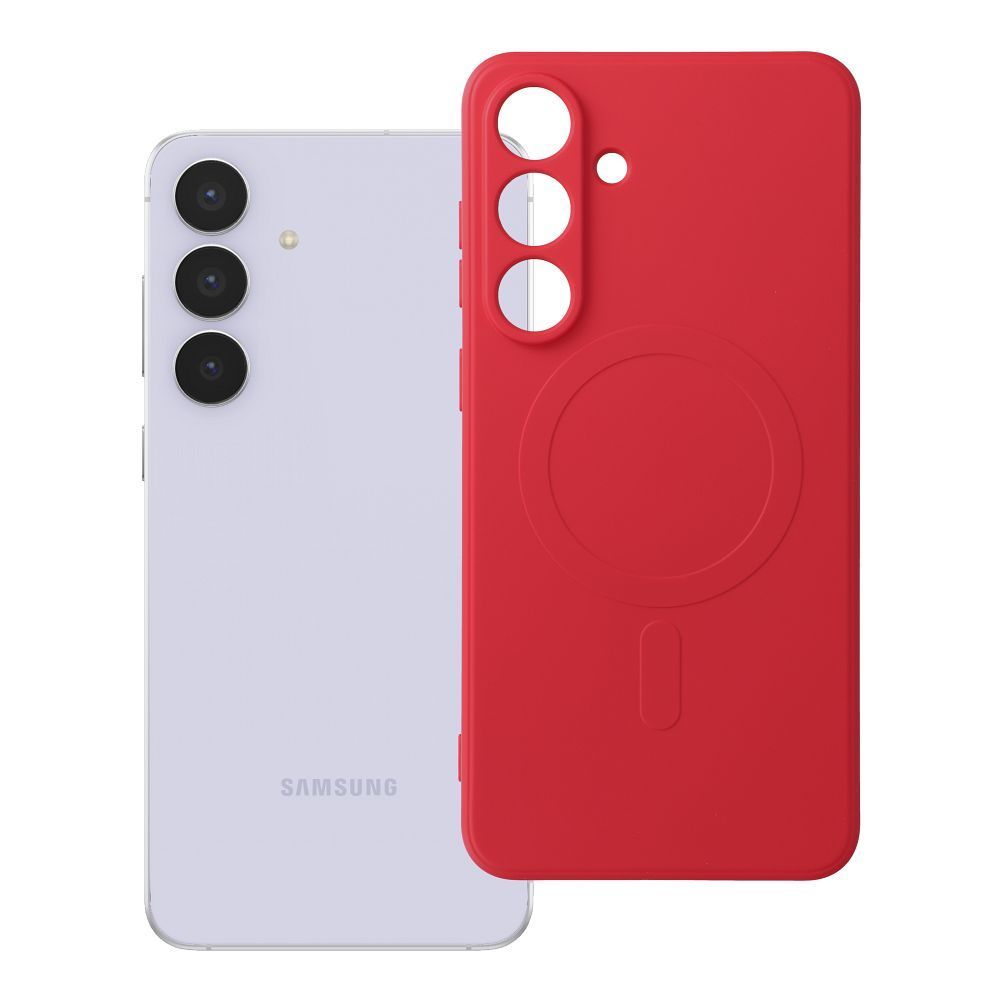 SILICONE MAG COVER case compatible with MagSafe for SAMSUNG S25 FE red - Image 1