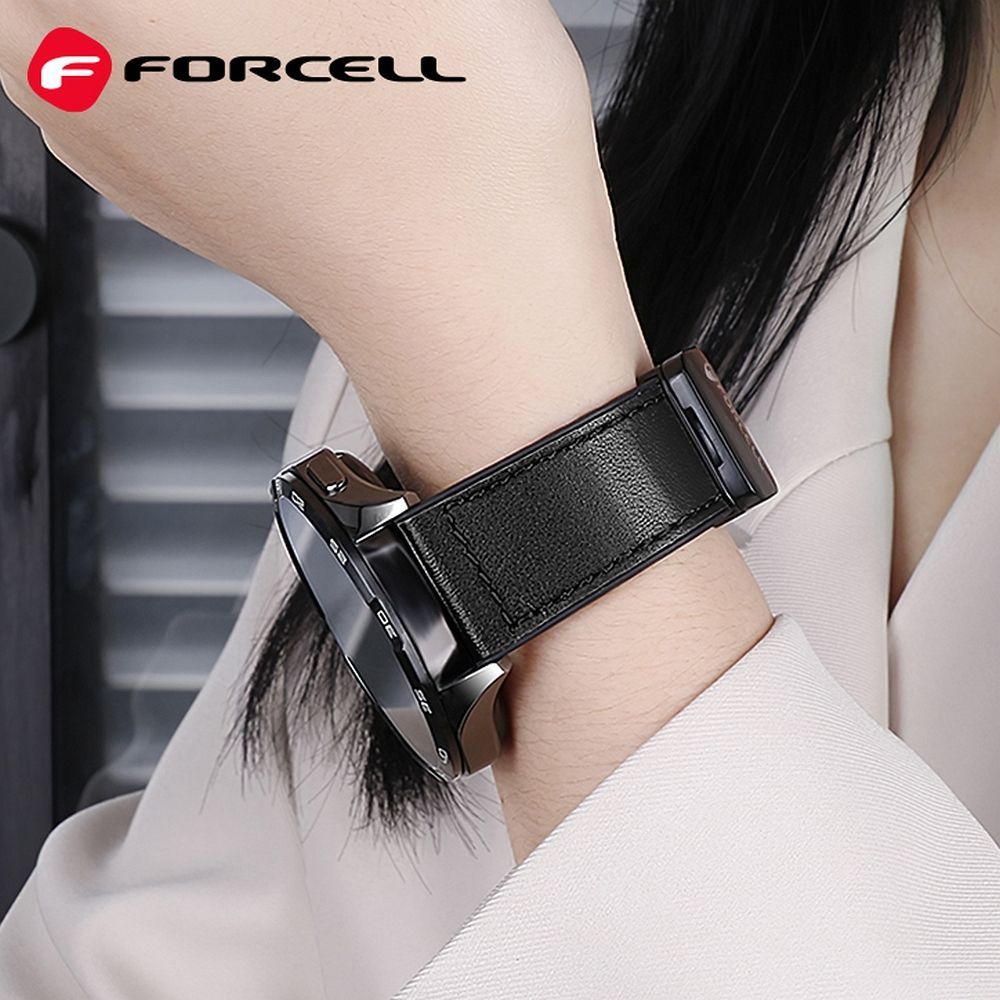 Strap to Samsung Galaxy Watch Forcell F-Design FS20 magnetic eco-friendly leather 20 mm black - Image 2