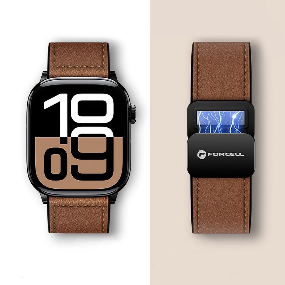Strap to Apple Watch Forcell F-Design FA21 magnetic eco-friendly leather 42 / 44 / 45 / 49 mm brown - Image 2