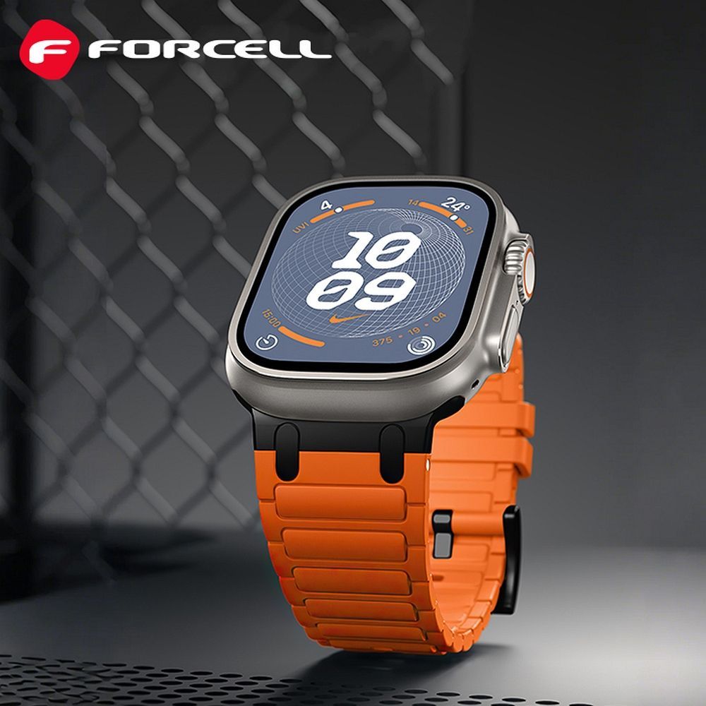 Strap to Apple Watch Forcell F-Design FA06 silicone holes 42 / 44 / 45 / 49 mm orange - Image 2