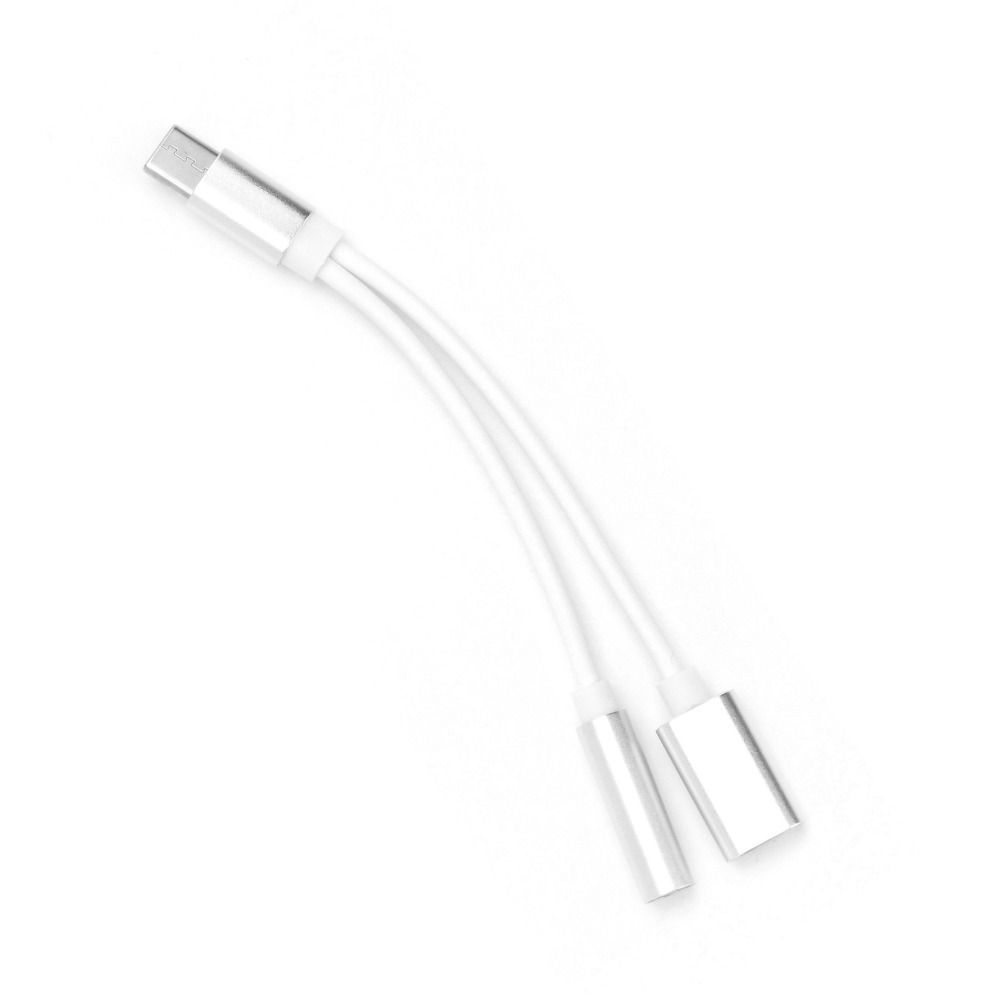 Adapter AUX 2in1 Type C (male) to Type C (female) / Jack 3,5 mm (female) white Adapter AUX 2in1 Type C (male) to Type C (female) / Jack 3,5 mm (female) white - Image 1