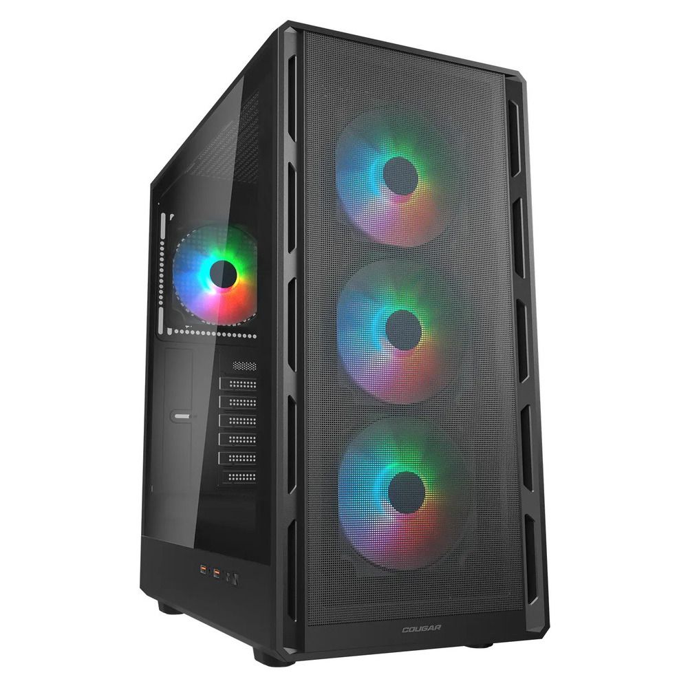 CC-COUGAR Case AIRFACE PURE RGB Tempered Glass Middle ATX Black (4x120mm RGB fans preinstalled) - Image 1