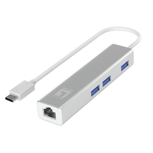 LevelOne Adapter USB-C -> GBit-LAN + USB3.0-Hub - Image 1