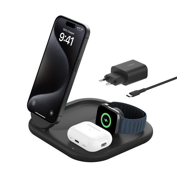 Belkin BoostCharge 3-in-1 Charging Stand black - Image 1