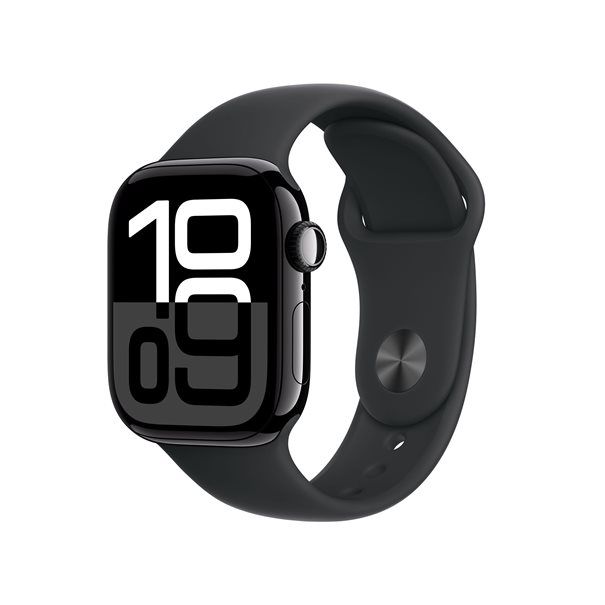 Apple Watch Series 10 jet black aluminium 42mm 4G black sport band Size S/M - Image 1