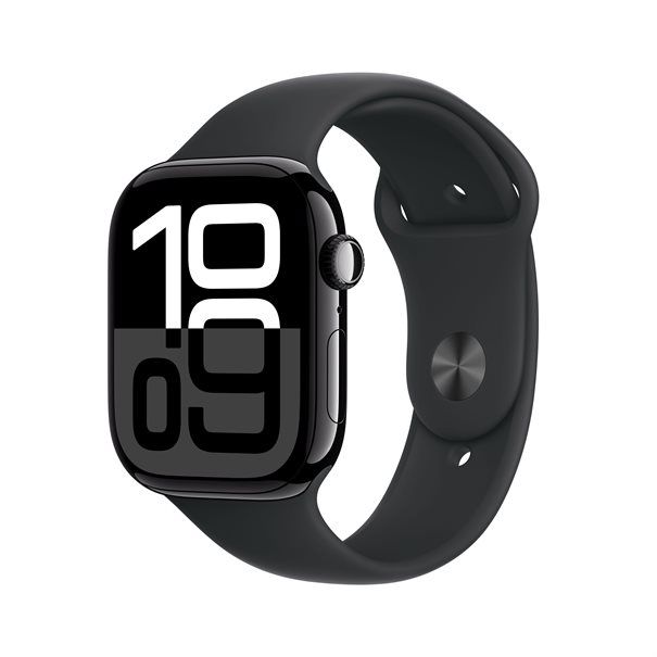 Apple Watch Series 10 jet black aluminium 46mm 4G black sport band Size S/M - Image 1