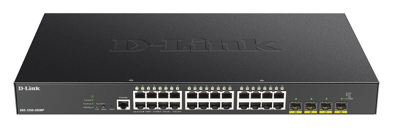D-LINK Switch DGS-1250-28XMP 24 Gbit Port  4x10G SFP+ POE - Image 1